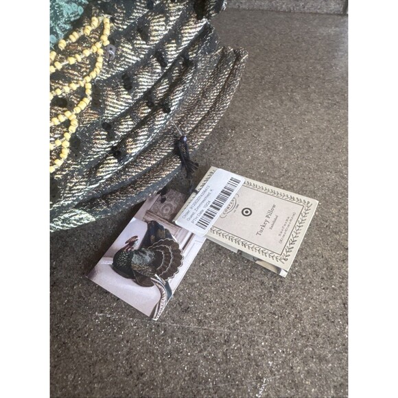 2024 Release John Derian Target Fall Turkey  Red Beaded Pillow Thanksgiving - Picture 4 of 6